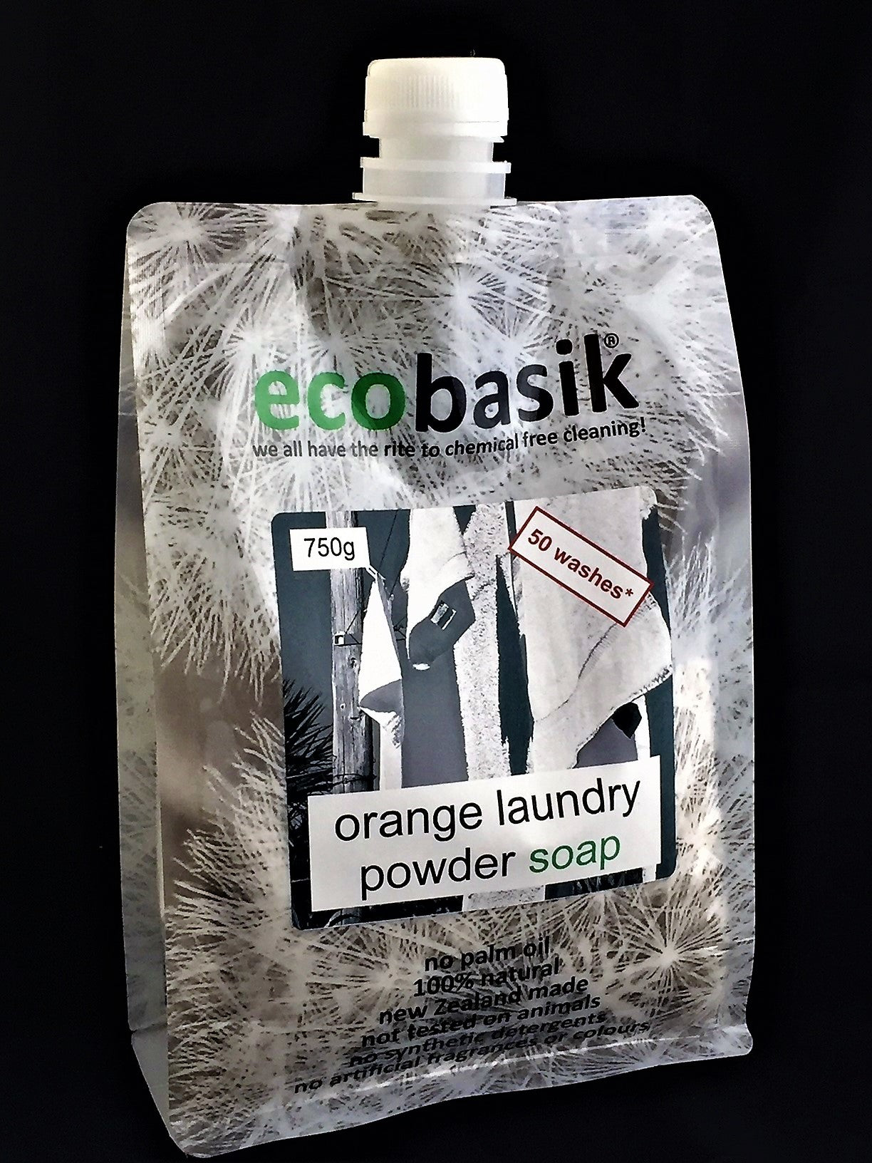 ecobasik - orange laundry powder soap - SAFE cleaning for the home!